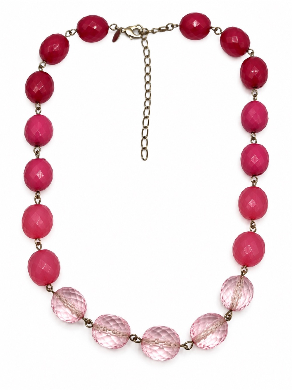 Vintage Avon Pink Faceted Bead Necklace Signed AVON NR Raspberry Blush Statement